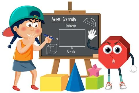 Kid with math equation on blackboard Stock Illustration