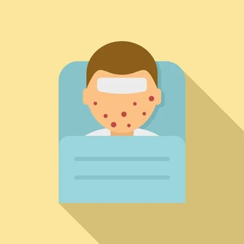 Kid measles icon, flat style Stockillustratie