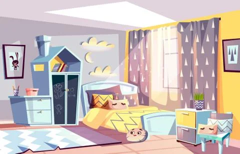 Kid modern room interior vector illustration Иллюстрация