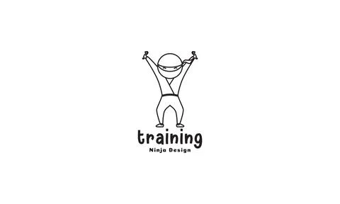 Kid ninja lines logo symbol vector icon illustration graphic design Stock Illustration
