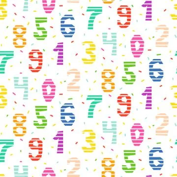 Kid number bright seamless vector pattern. Stock Illustration