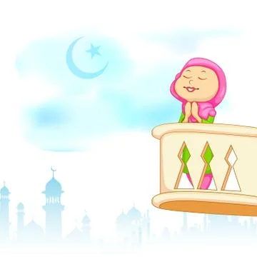 Kid offering namaaz for Eid celebration Stock Illustration