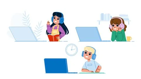 Kid online learning vector Stock Illustration