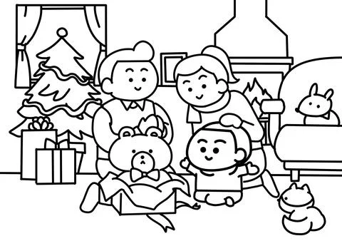 Kid is opening the giftbox. Stock Illustration