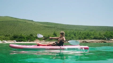 Kid on paddle board. Stock Footage 202718755