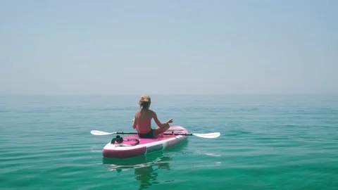 Kid on paddle board. Stock Footage 203484105