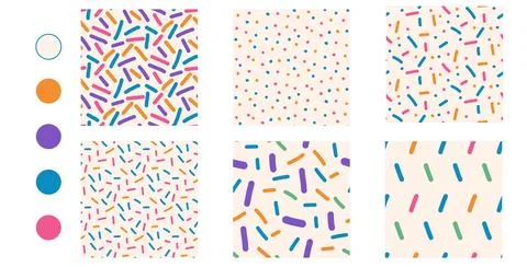 Kid party seamless pattern set with small dash polka dot and sprinkle confetti. Illustrazione stock