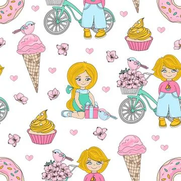 KID PARTY Valentine's Seamless Pattern Stock Illustration