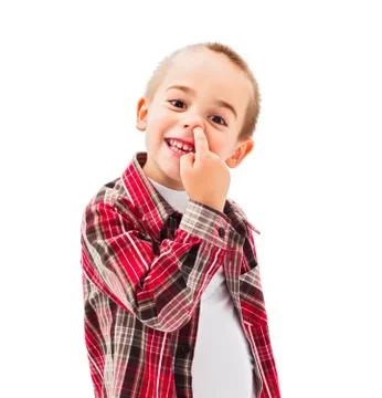 Kid picking Nose Foto stock
