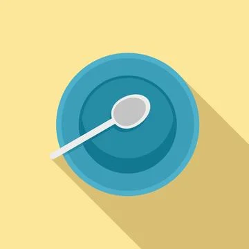 Kid plate icon flat . Dish table Stock Illustration