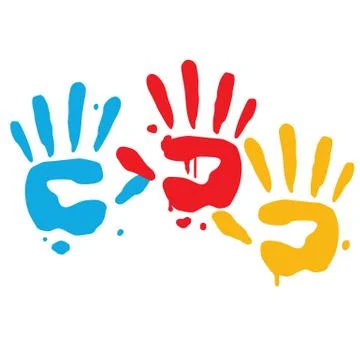 Kid Playful Hand Prints Vector Art Stock Illustration