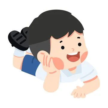 Kid Playful student  lying down Illustrazione stock