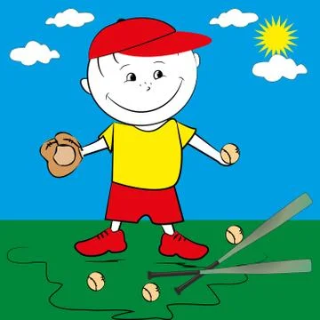 Kid playing baseball Stock Illustration
