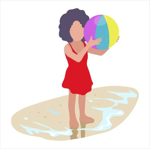 Kid playing in beach illustration Stock Illustration