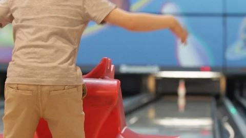 Kid Playing Bowling Stock Footage 88830254