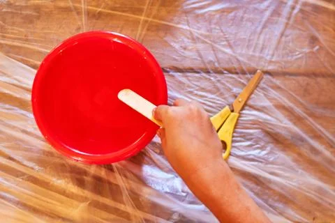 Kid playing with clay Stock Photos