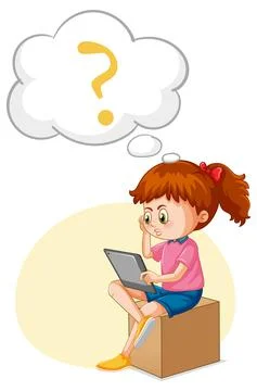 A kid playing iPad with speech bubble Stock Illustration