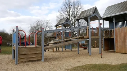 Kid Playing In Public Playground Stock Footage 72686480
