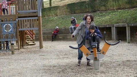 Kid Playing In Public Playground Stock Footage 72686851