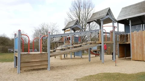 Kid Playing In Public Playground Stock Footage 72686890