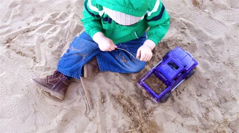 Kid Playing In Sandbox Stock Footage 62827023