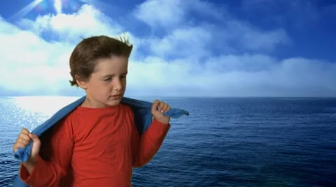 Kid playing super hero Stock Footage 8621298