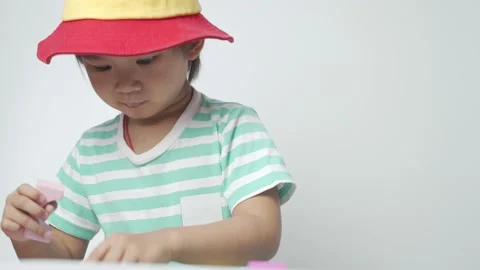 Kid playing toy blocks. Stock Footage 194383748