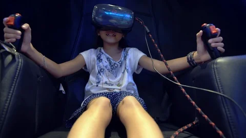 Kid playing with virtual reality glasses  Video stock 103992156