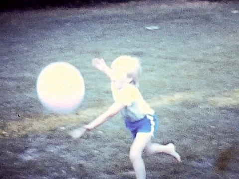 Kid Plays with Balloon Stock Footage 78058643