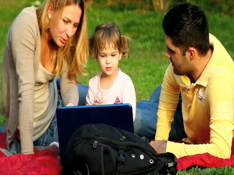 Kid plays on computer Video stock 33736183