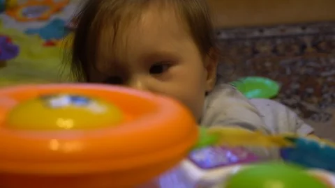 Kid plays a developmental game Stock Footage 124837137