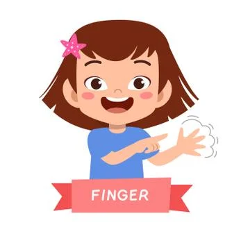 Kid pointing body part vector Stock-Illustration