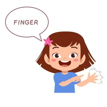 Kid pointing body part vector Stock-Illustration