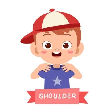 Kid pointing body part vector Stock-Illustration