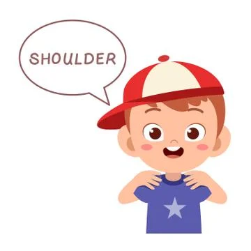 Kid pointing body part vector Ilustración de archivo