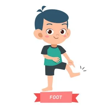 Kid pointing body part vector Stock Illustration