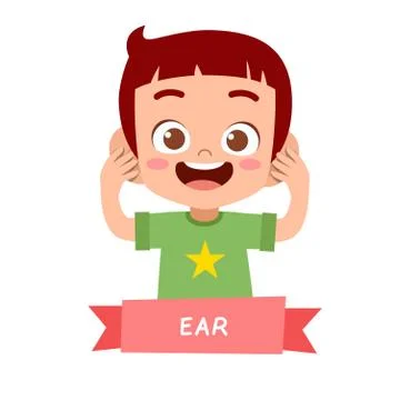 Kid pointing body part vector Stock-Illustration