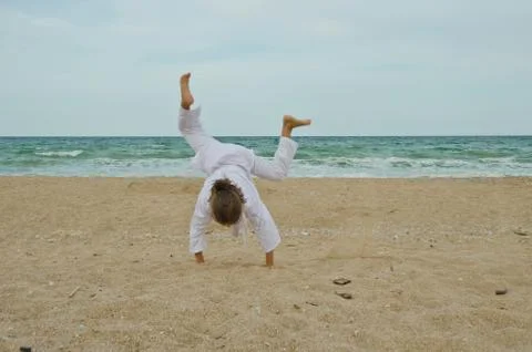 Kid practicing Aikido Stock Photos