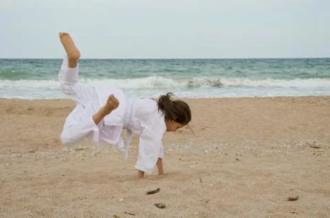 Kid practicing Aikido Stock Photos
