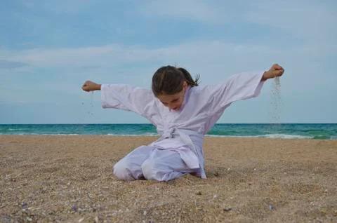 Kid practicing Aikido Stock Photos