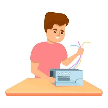 Kid programming device icon, cartoon style 库存插图