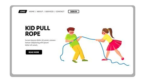 Kid pull rope vector 스톡 일러스트
