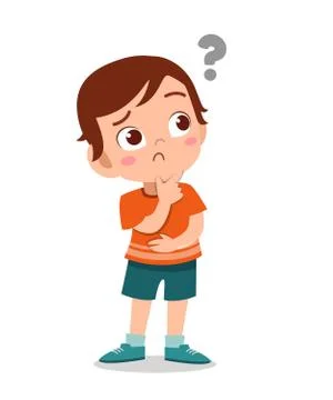 Kid with question mark curious vector Stock-Illustration