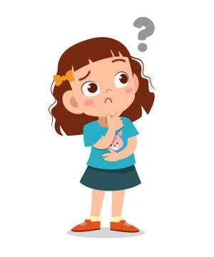 Kid with question mark curious vector Stock-Illustration