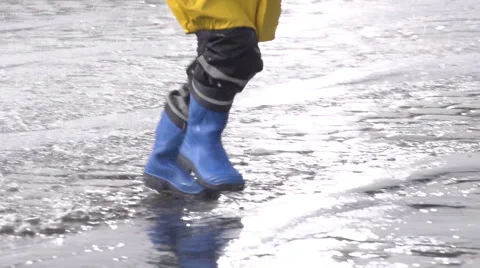 Kid in the Rain Stock Footage 58858097