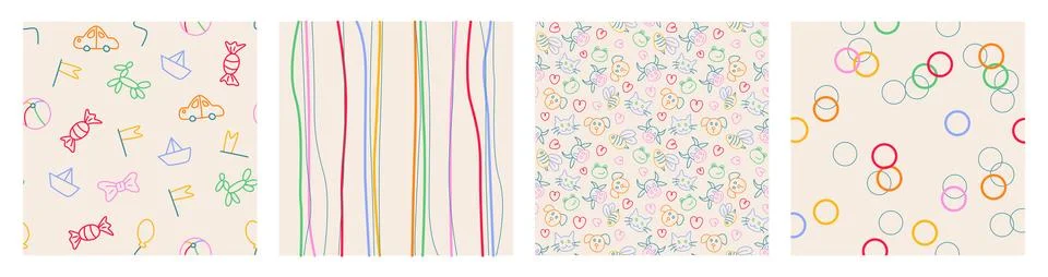 Kid rainbow school patterns Stock Illustration