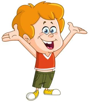 Kid with raised arms Stock Illustration