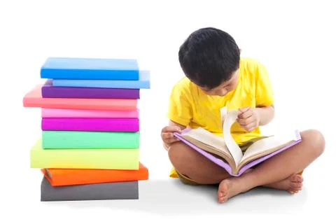 Kid read book Stock Photos