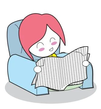 Kid read newspaper Stock Illustration