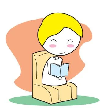 Kid reading book Stock Illustration